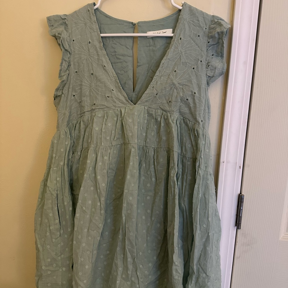 Mustard Seed Light Blue Eyelet Dress
